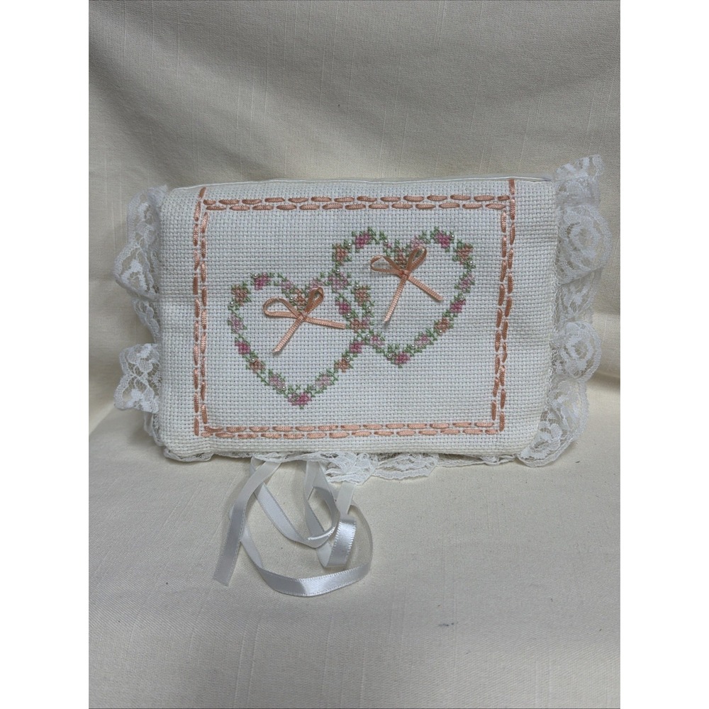 Double Hearts Jewelry Case Counted Cross Stitch Kit Titan Needlecraft 5x7"